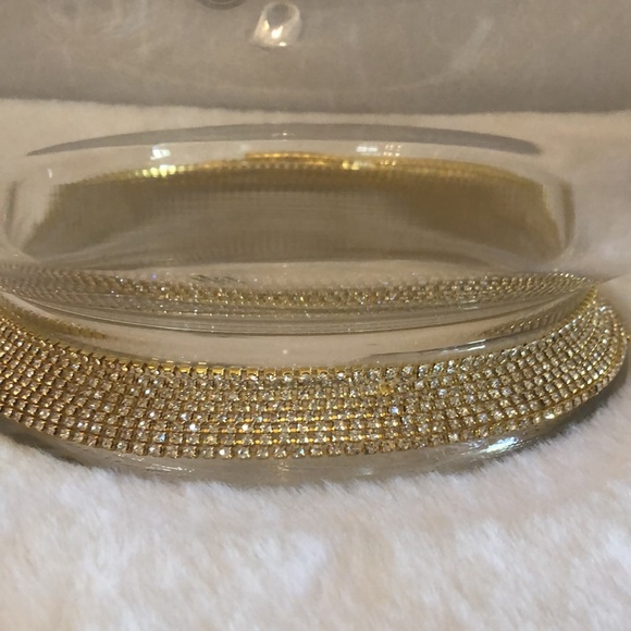 New Large Clear Glass Rhinestone Trim Serving Bowl - Picture 4 of 4